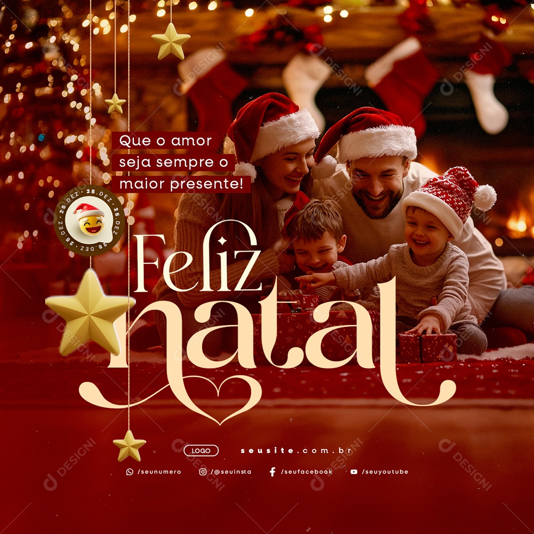 Feliz Natal 25 de Dezembro Social Media PSD Editável