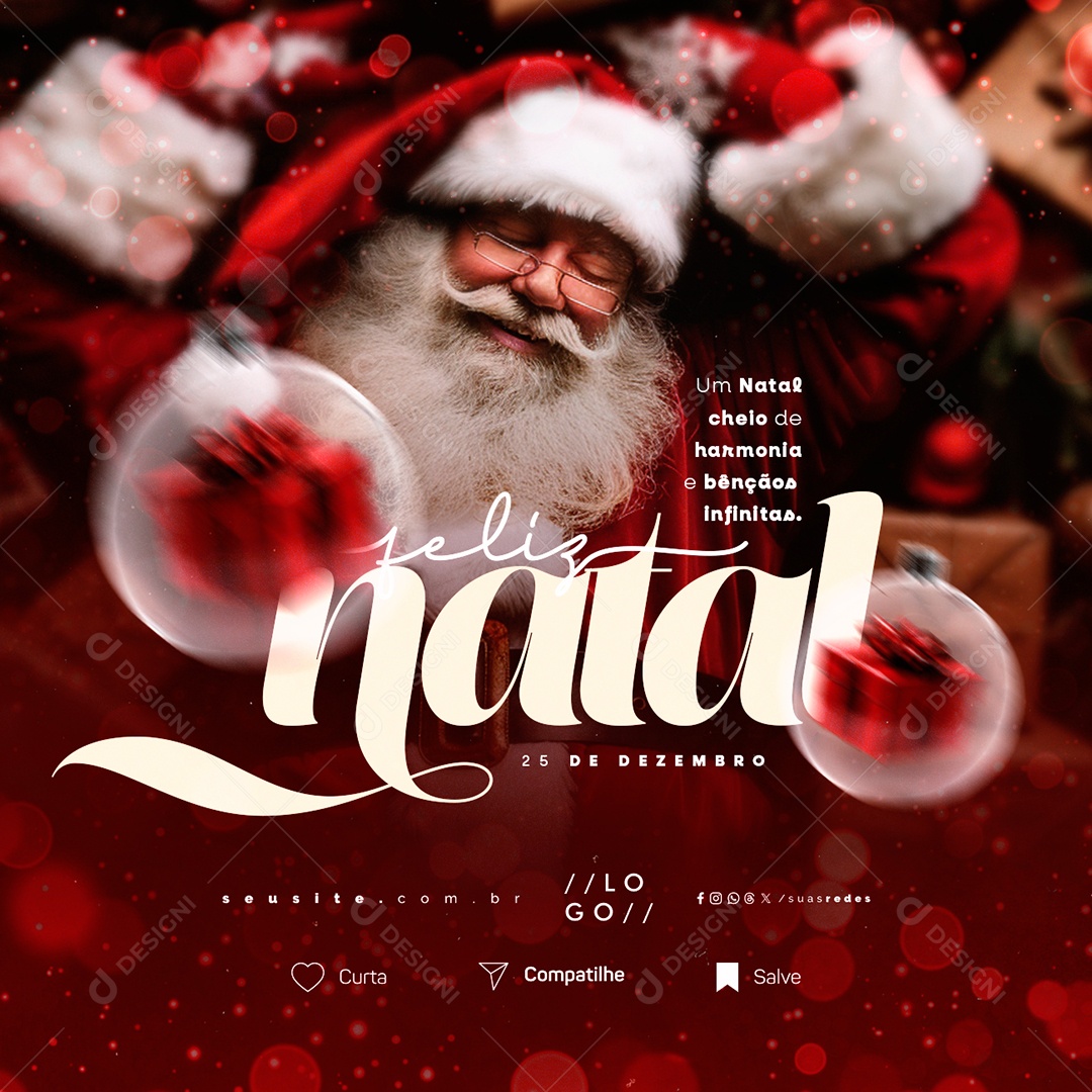 Feliz Natal 25 de Dezembro Social Media PSD Editável