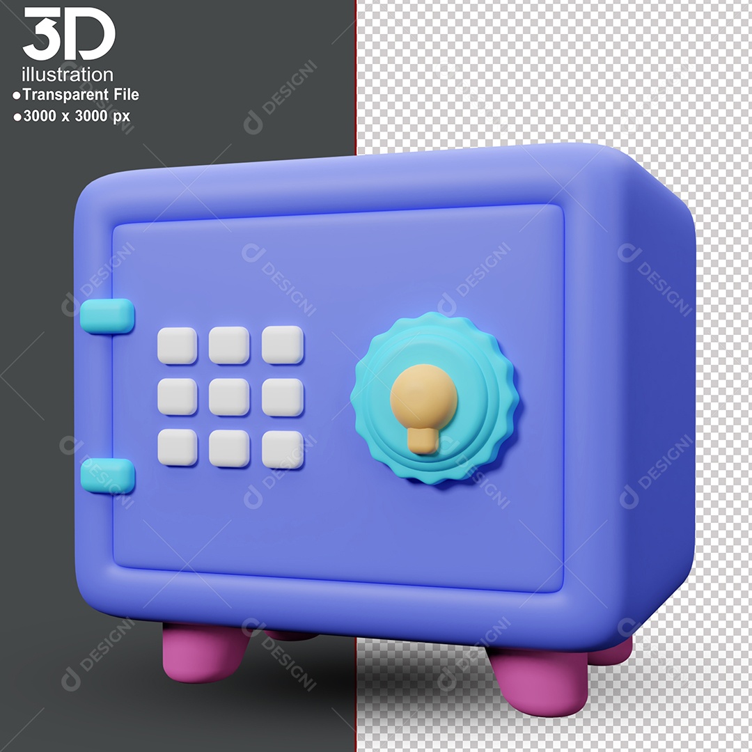 Cofre Elemento 3D Para Composição PSD