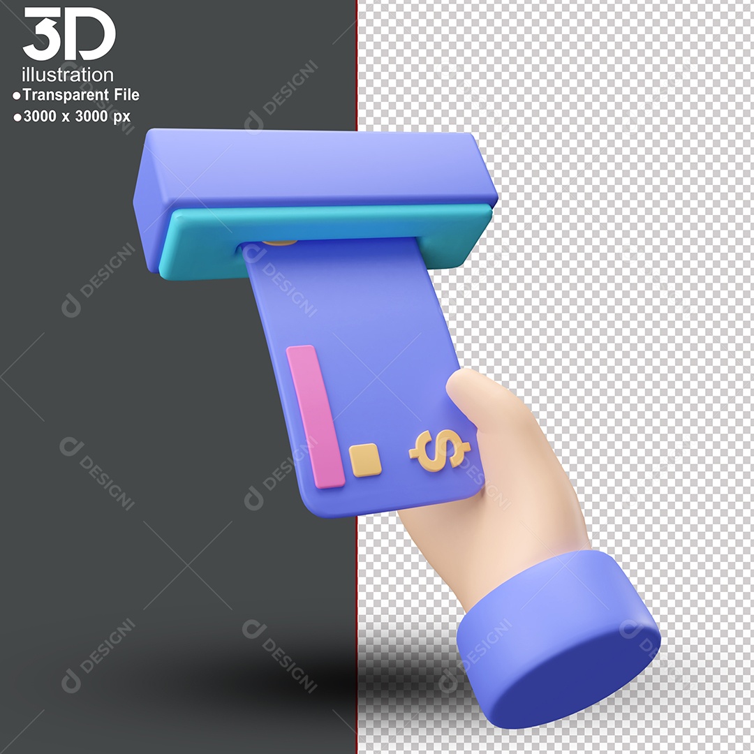 Máquininha de Cartão Elemento 3D Para Composição PSD