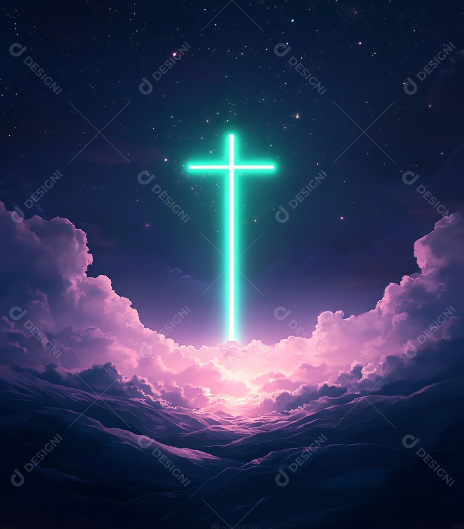 Cruz de fundo de Jesus Cristo brilhando no céu