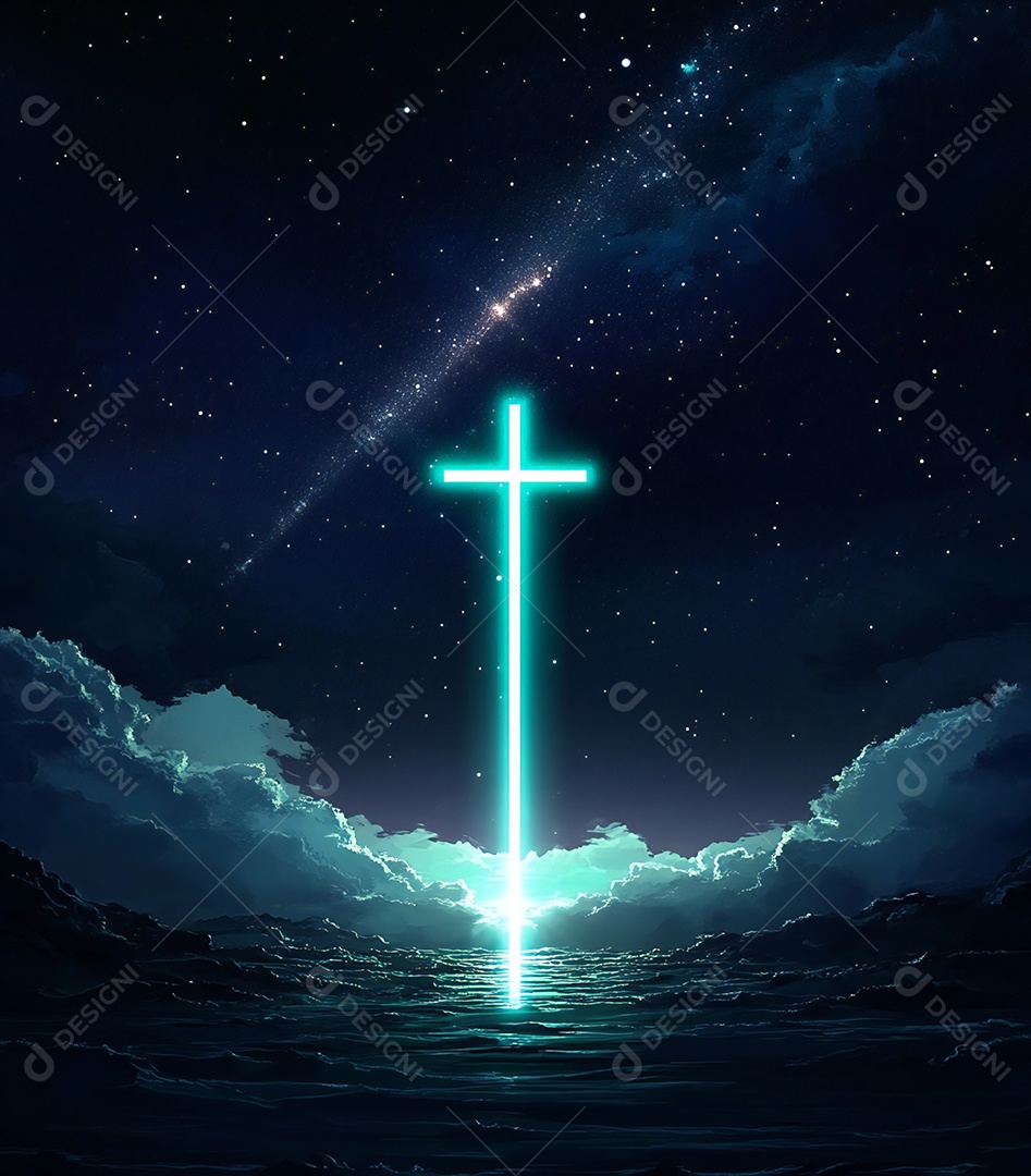 Cruz de fundo de Jesus Cristo brilhando no céu