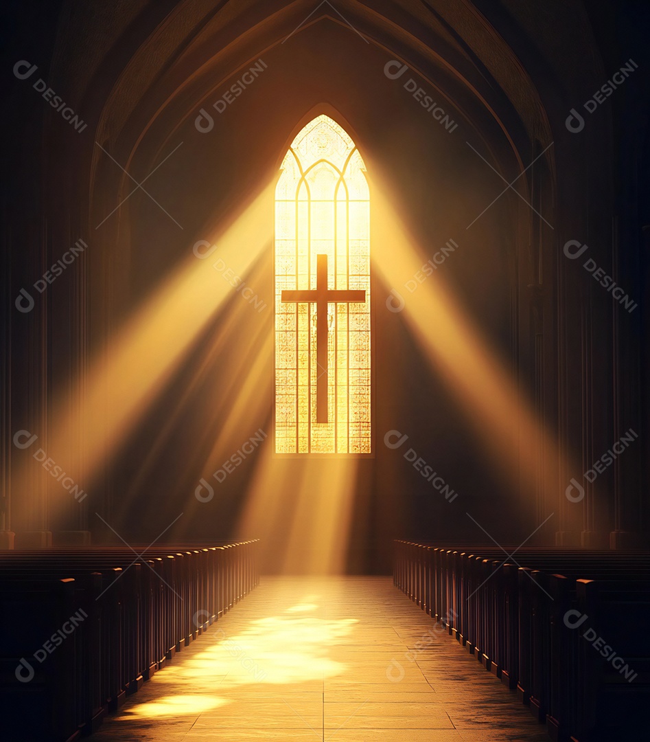 Fundo com cruz de Jesus Cristo na igreja