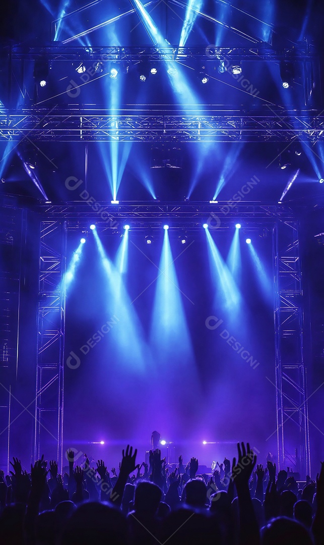 Festa da igreja no palco com pessoas com as mãos