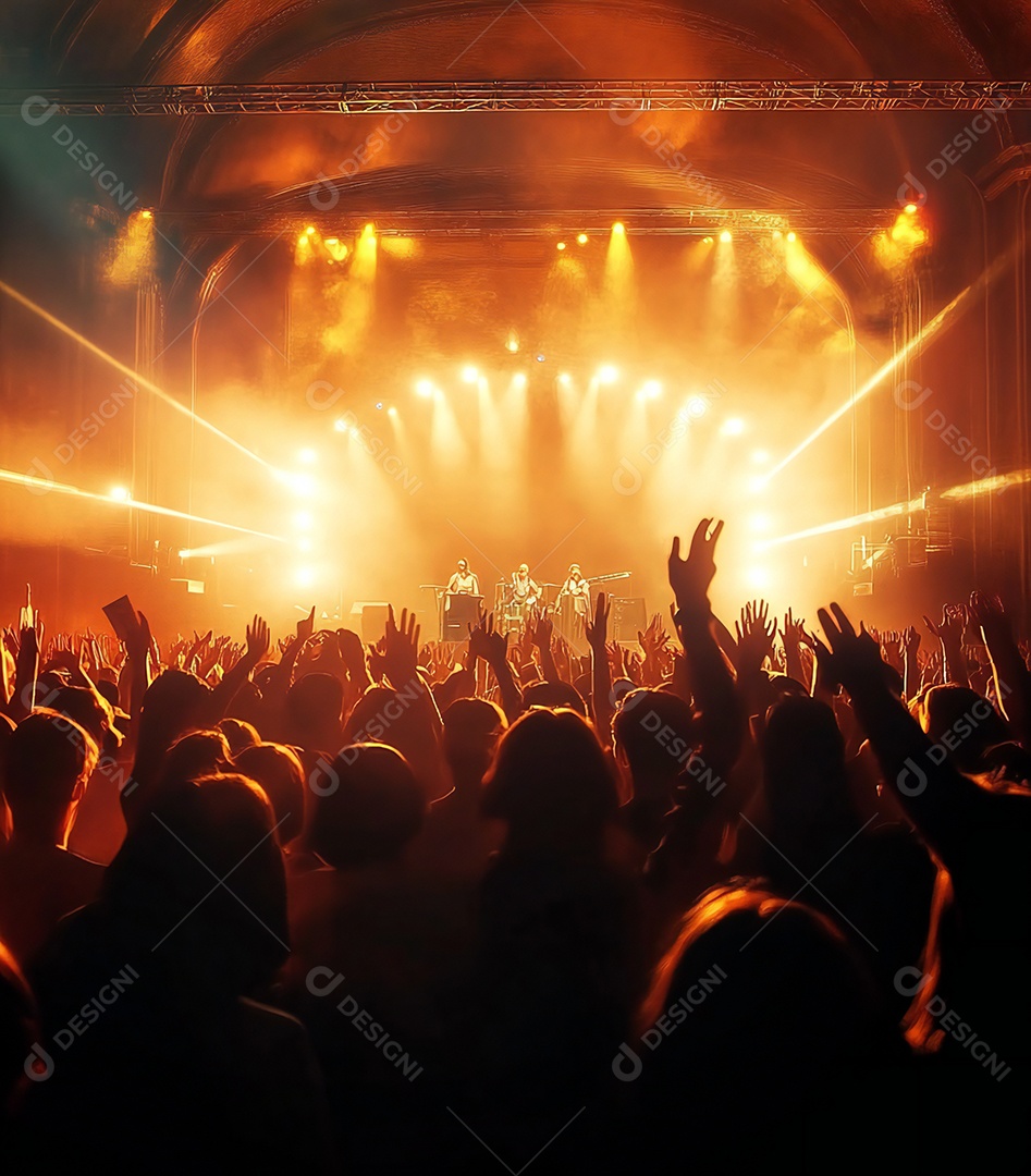 Festa da igreja no palco com pessoas com as mão