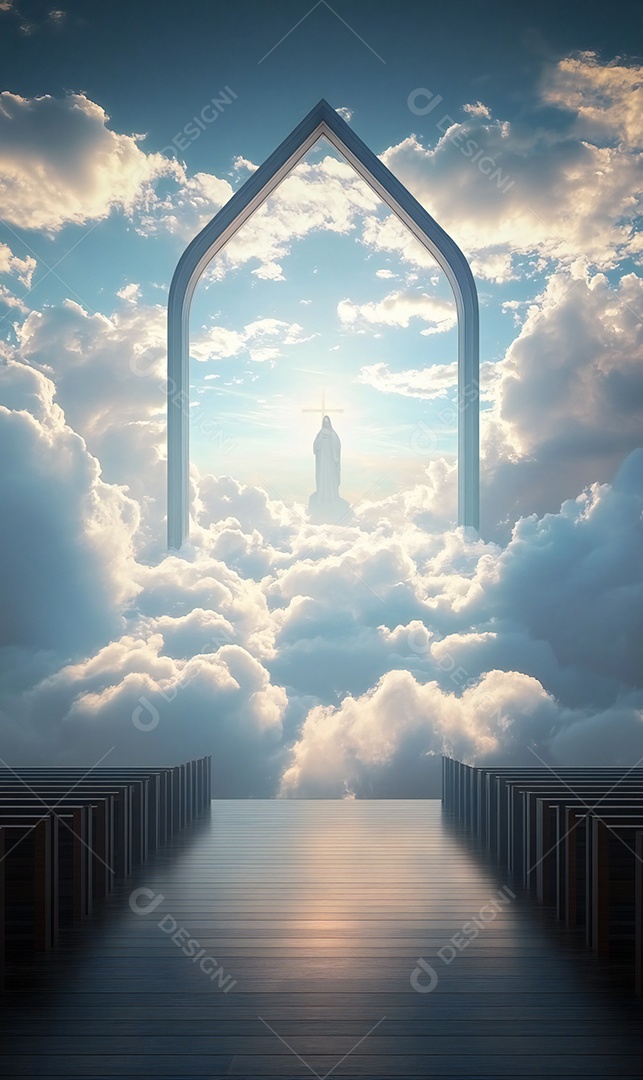Foto realista do céu e das nuvens da igreja Jesus Deus hip