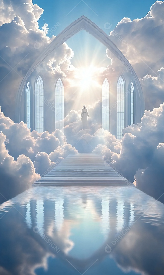 Foto realista do céu e das nuvens da igreja Jesus Deus hip