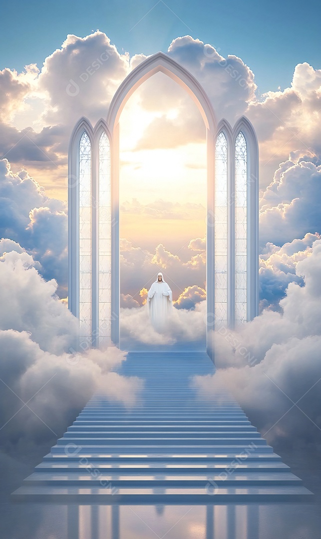 Foto realista do céu e das nuvens da igreja Jesus Deus