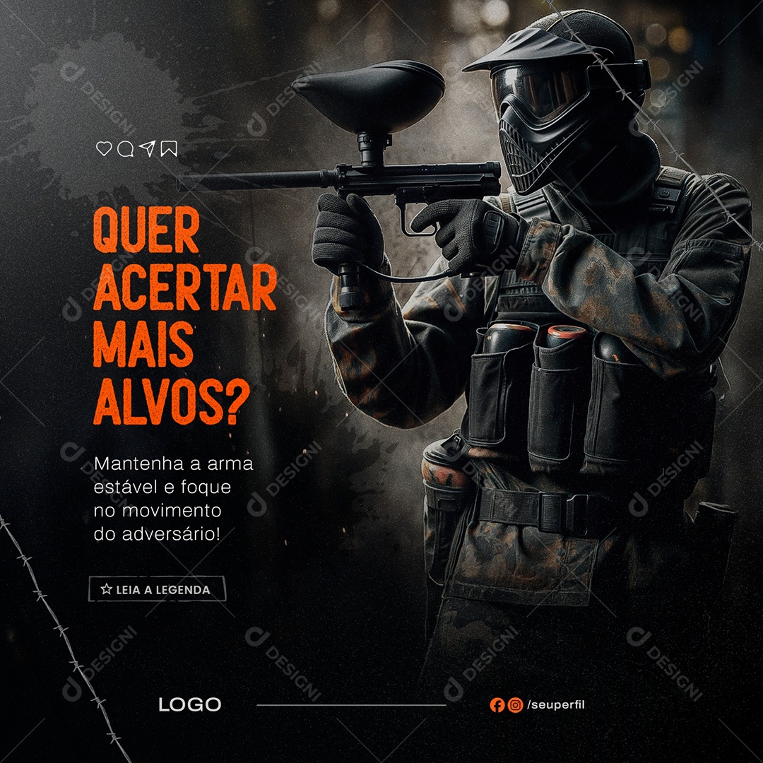 Paintball Mentenha Se Em Movimento Social Media PSD Editável