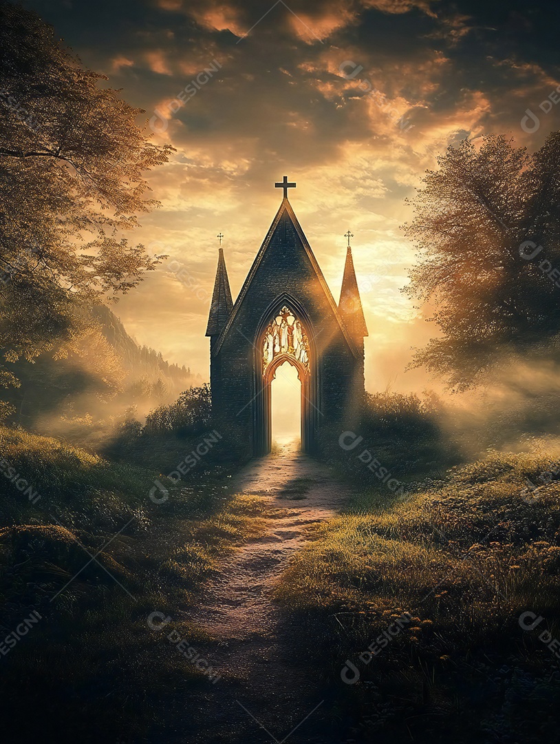 Foto realista da natureza da igreja Jesus Deus hiper foto