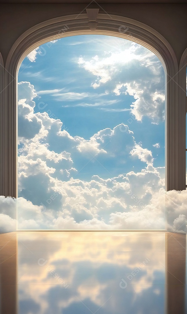 Foto realista do céu e das nuvens da igreja Jesus Deus