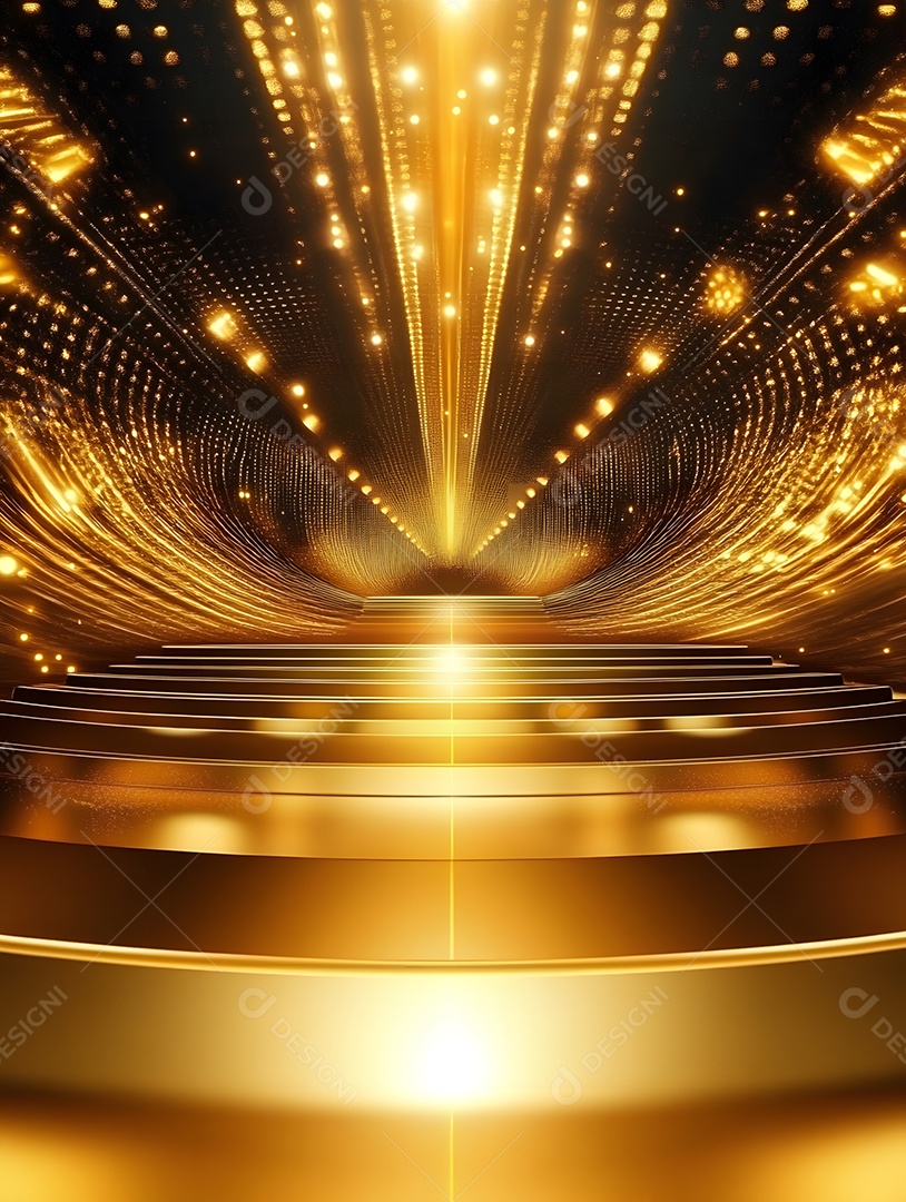 Luz de fundo de imagem dourada com holofotes dourados