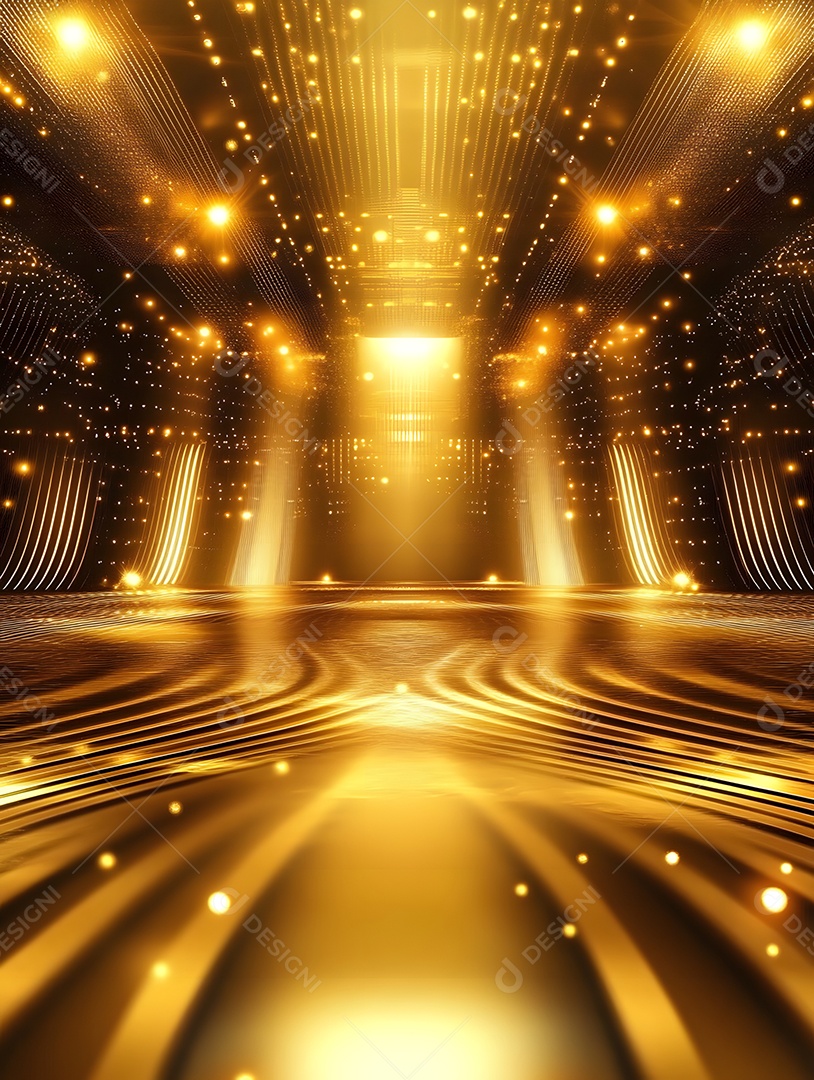Luz de fundo de imagem dourada com holofotes dourados