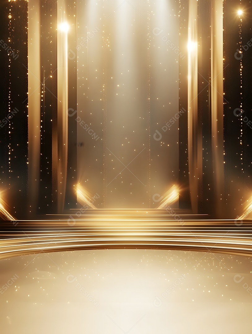Luz de fundo de imagem dourada com holofotes dourados