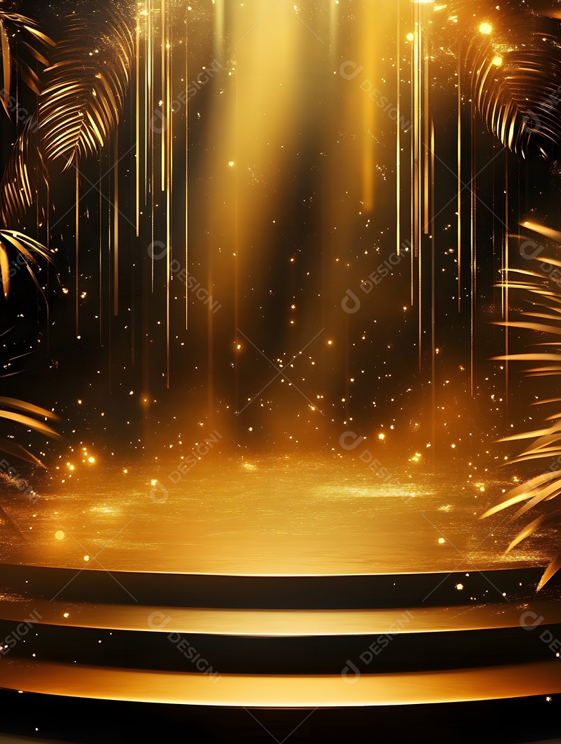 Luz de fundo de imagem dourada com holofotes dourados