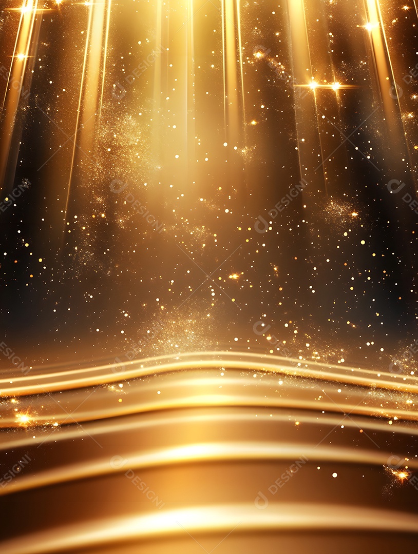 Luz de fundo de imagem dourada com holofotes dourados