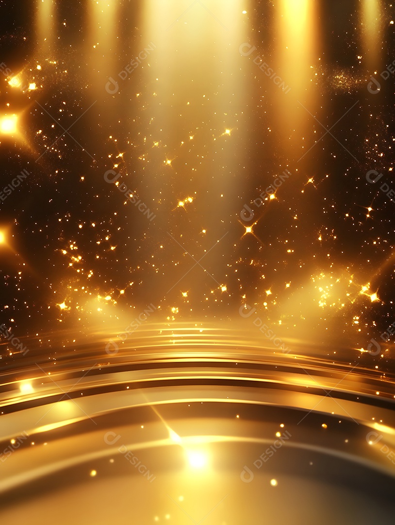 Luz de fundo de imagem dourada com holofotes dourados