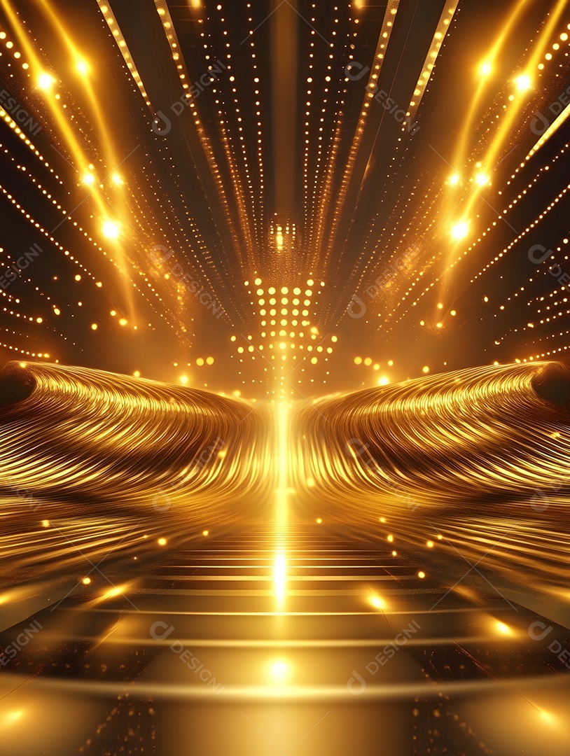 Luz de fundo de imagem dourada com holofotes dourados