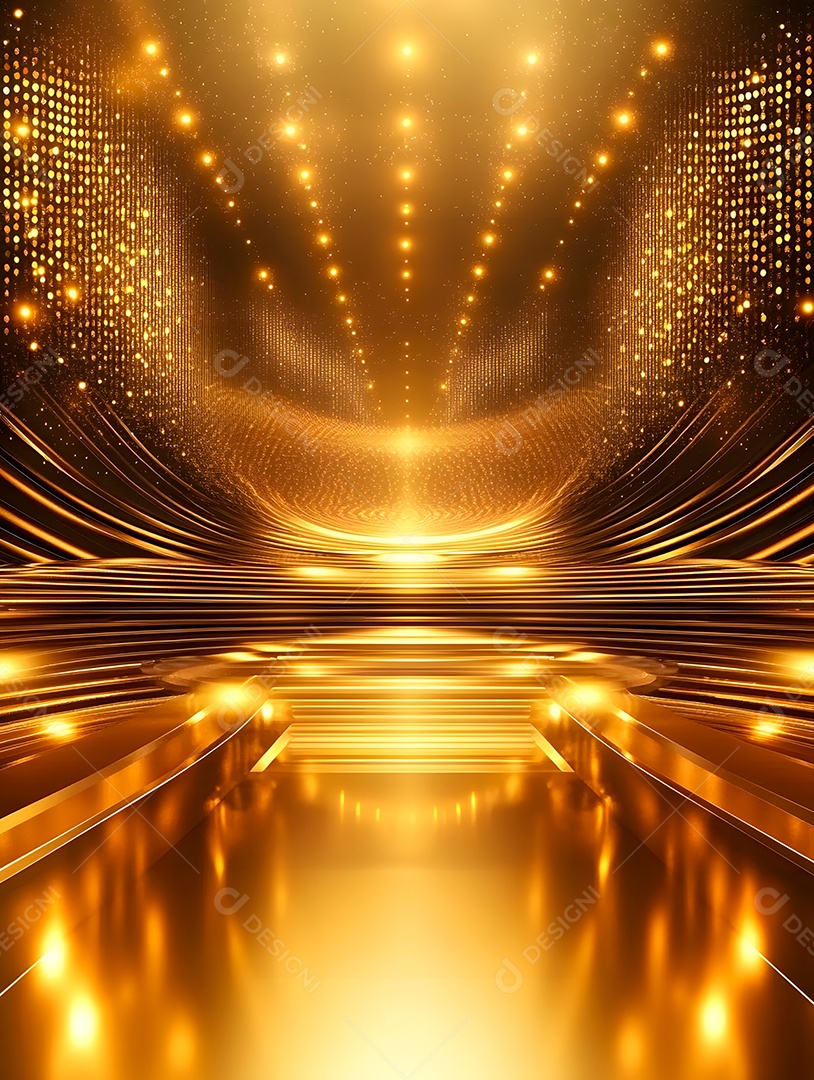 Luz de fundo de imagem dourada com holofotes dourados