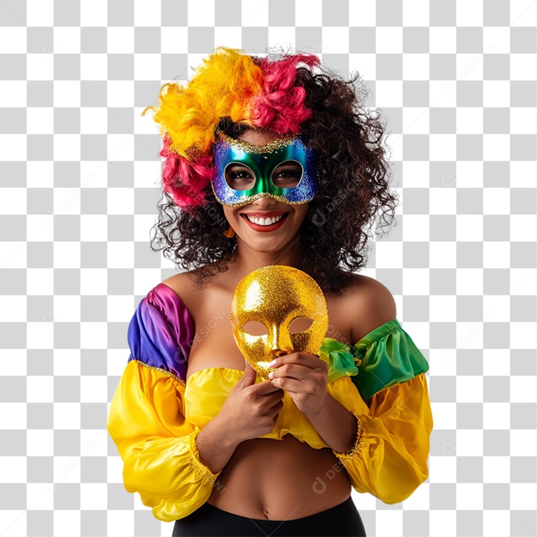 Mulher Fantasia de Carnaval Roupa Colorida PNG Transparente