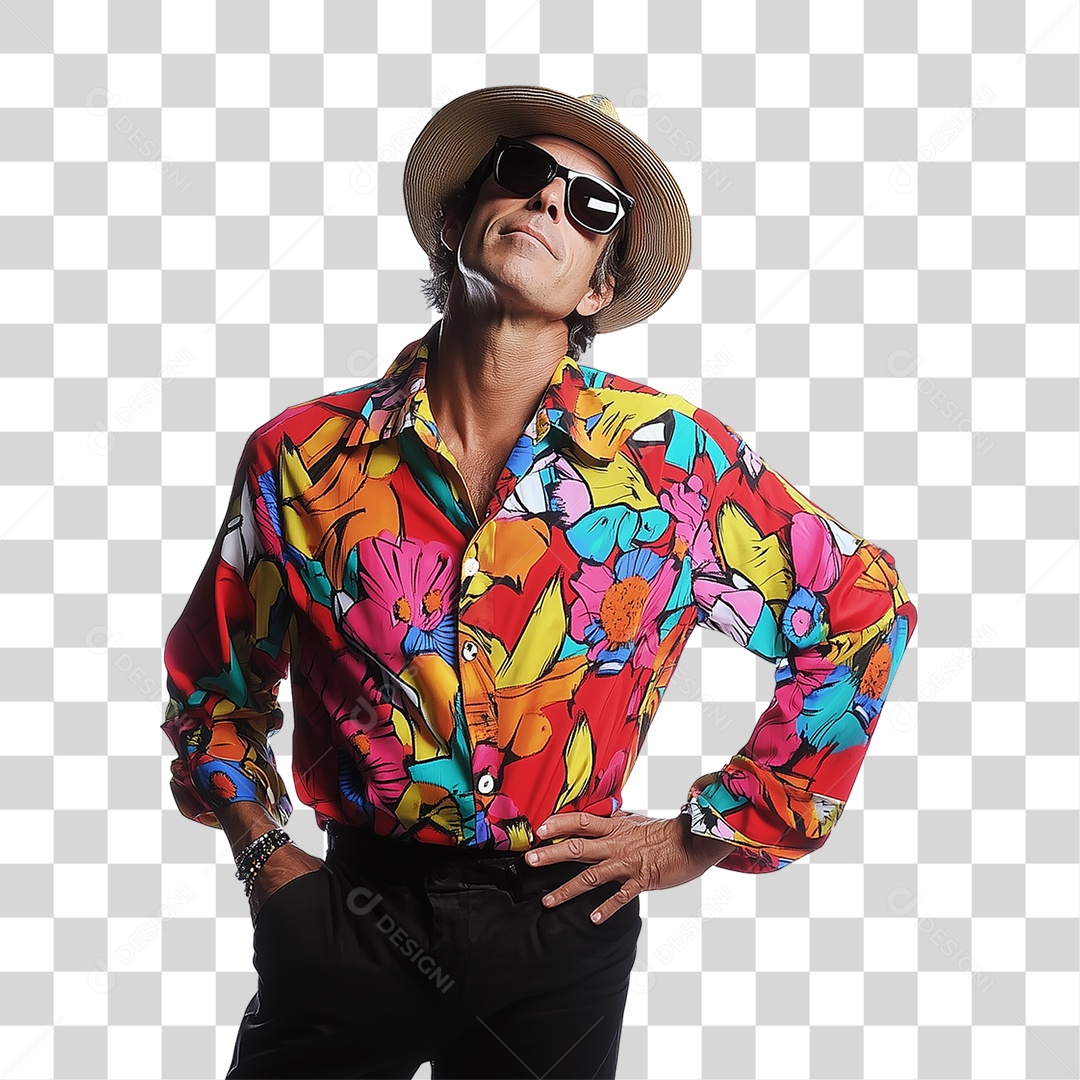 Homem Fantasia de Carnaval Roupa Colorida PNG Transparente