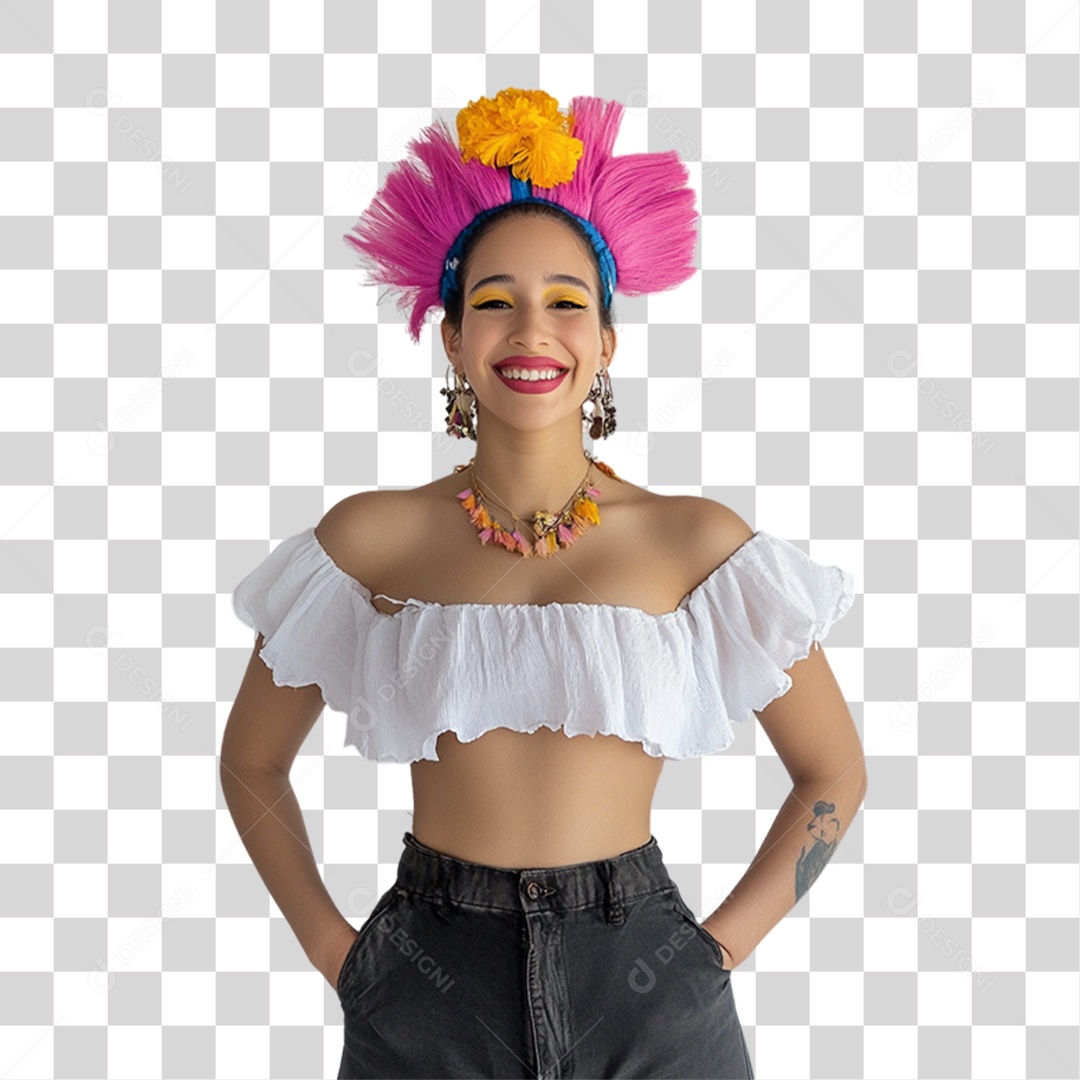 Mulher Fantasia de Carnaval Roupa Colorida PNG Transparente