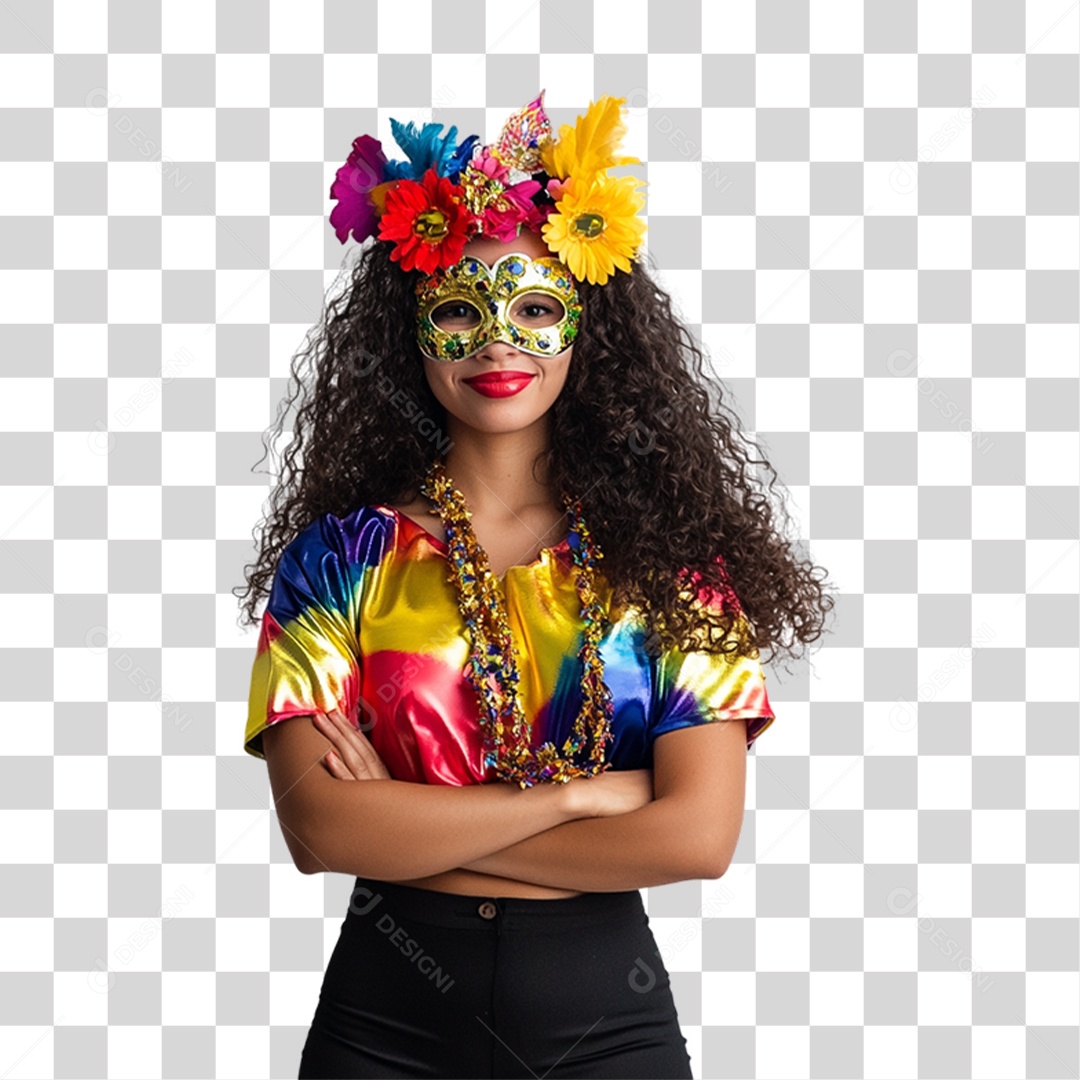 Mulher Fantasia de Carnaval Roupa Colorida PNG Transparente