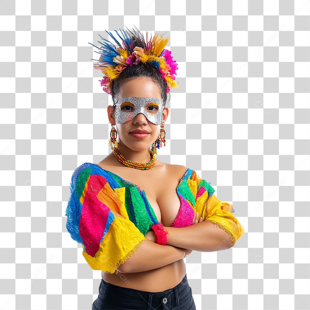 Mulher Fantasia de Carnaval Roupa Colorida PNG Transparente