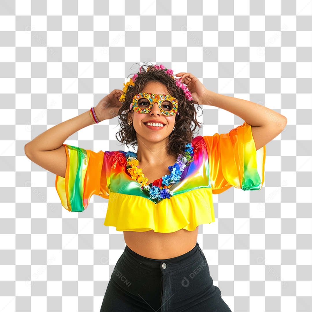 Mulher Fantasia de Carnaval Roupa Colorida PNG Transparente
