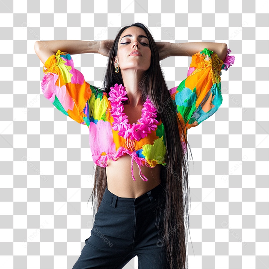 Mulher Fantasia de Carnaval Roupa Colorida PNG Transparente