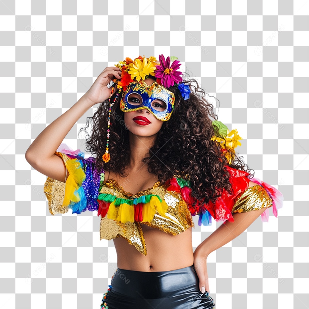 Mulher Fantasia de Carnaval Roupa Colorida PNG Transparente