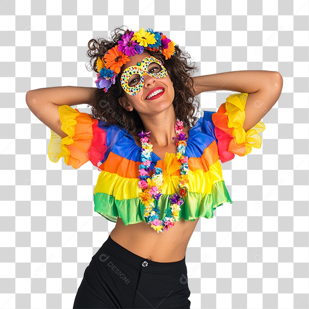 Mulher Fantasia de Carnaval Roupa Colorida PNG Transparente