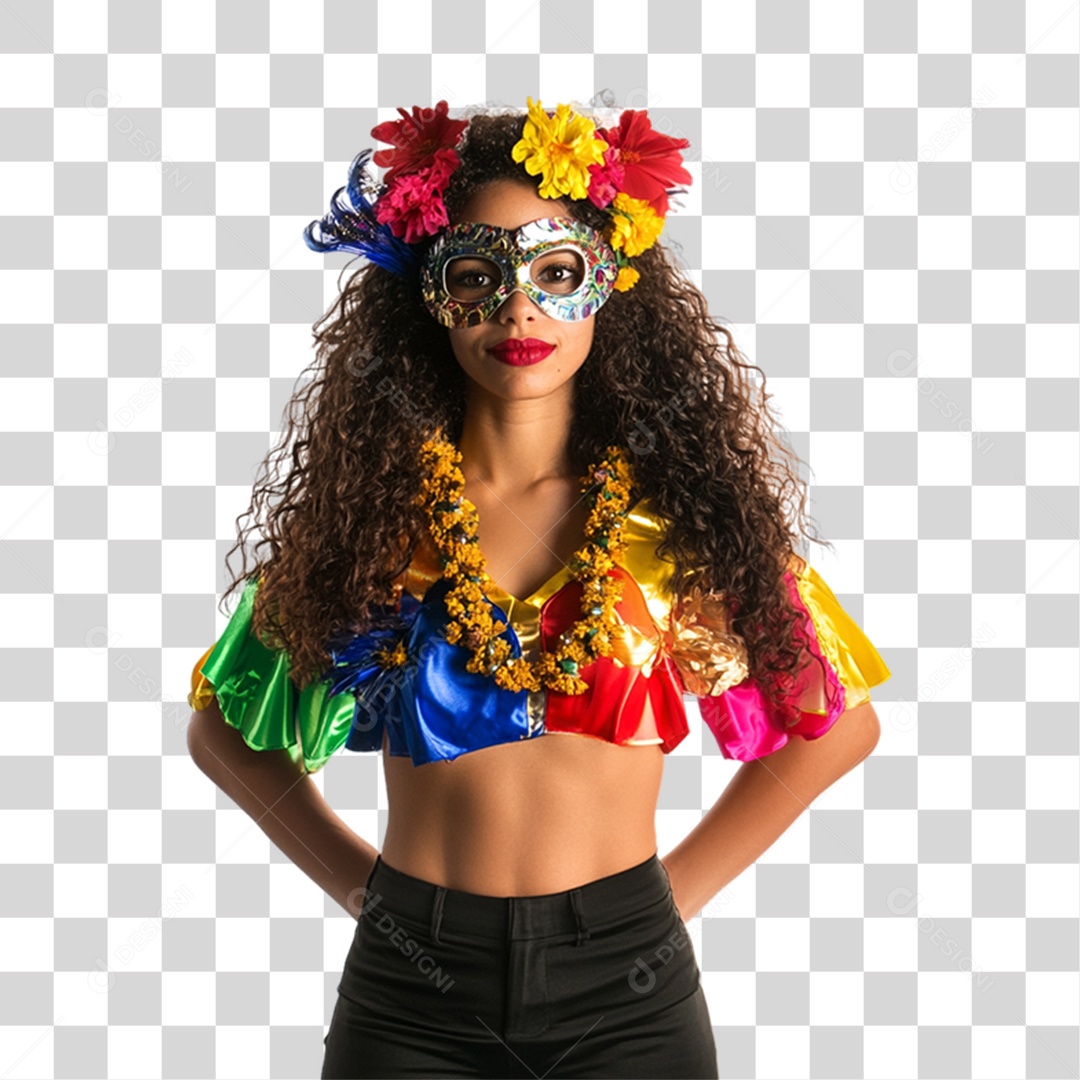 Mulher Fantasia de Carnaval Roupa Colorida PNG Transparente