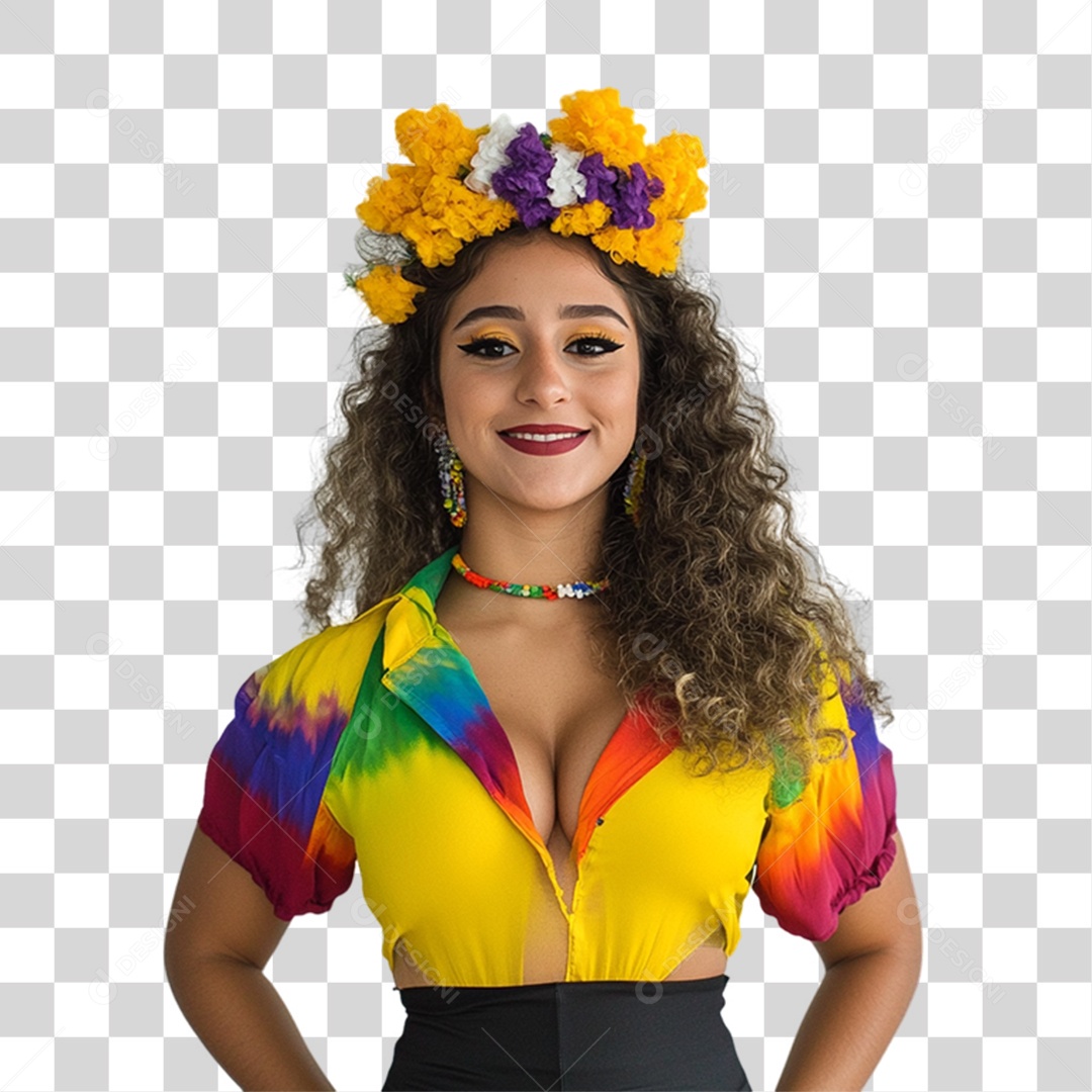 Mulher Fantasia de Carnaval Roupa Colorida PNG Transparente