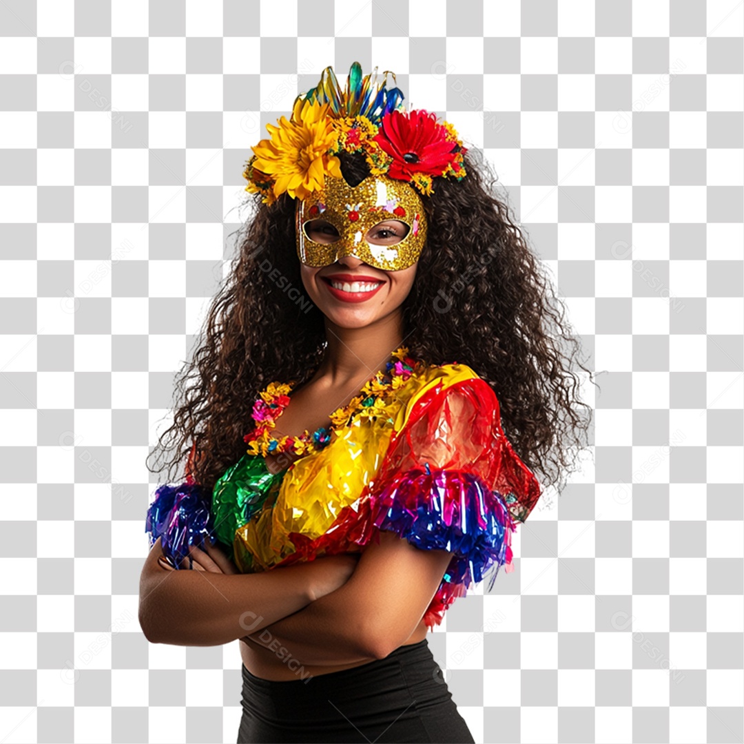 Mulher Fantasia de Carnaval Roupa Colorida PNG Transparente