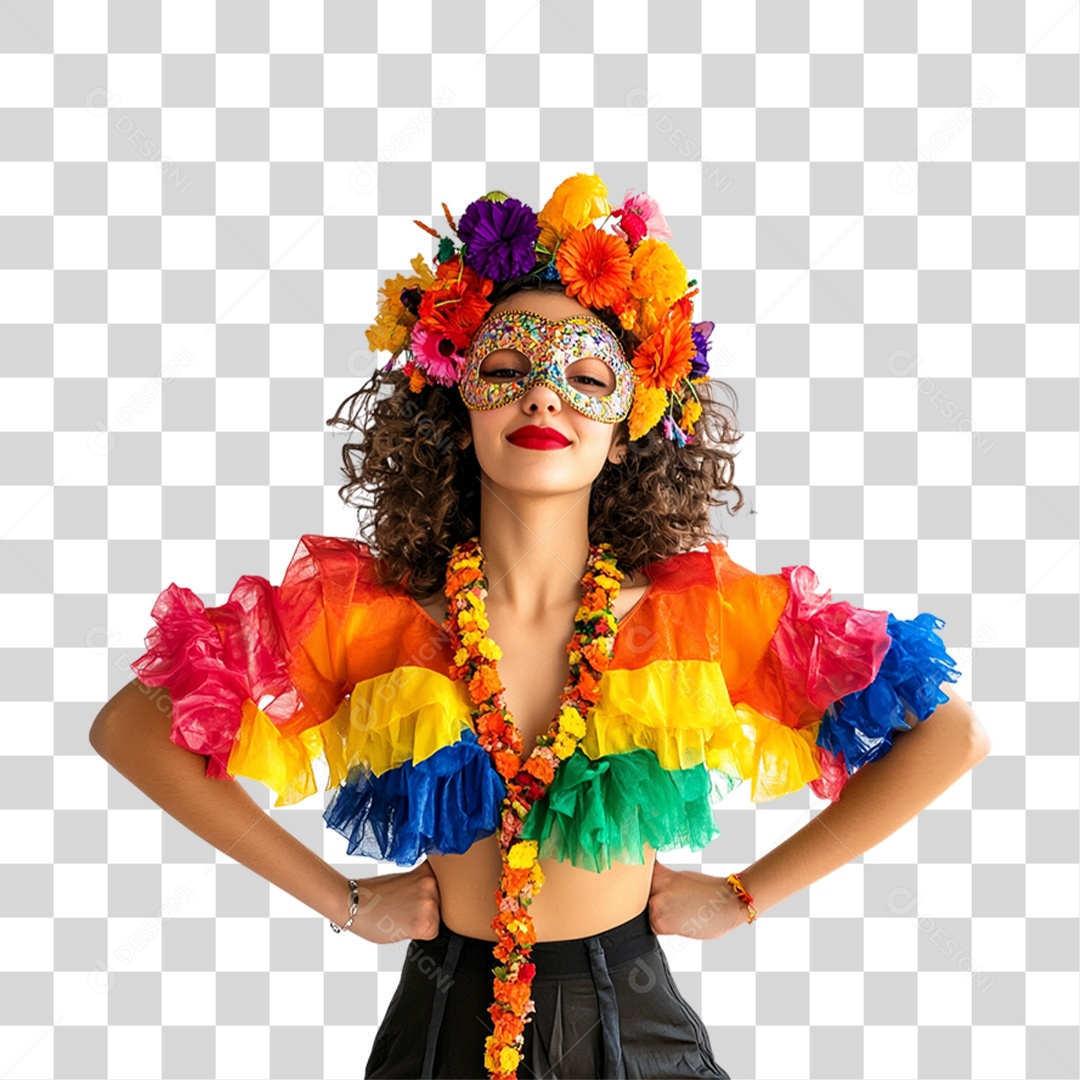 Mulher Fantasia de Carnaval Roupa Colorida PNG Transparente