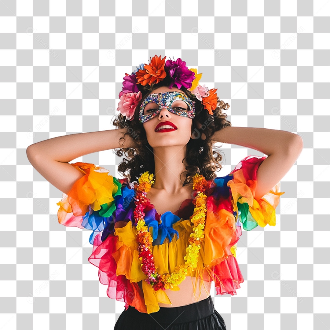 Mulher Fantasia de Carnaval Roupa Colorida PNG Transparente