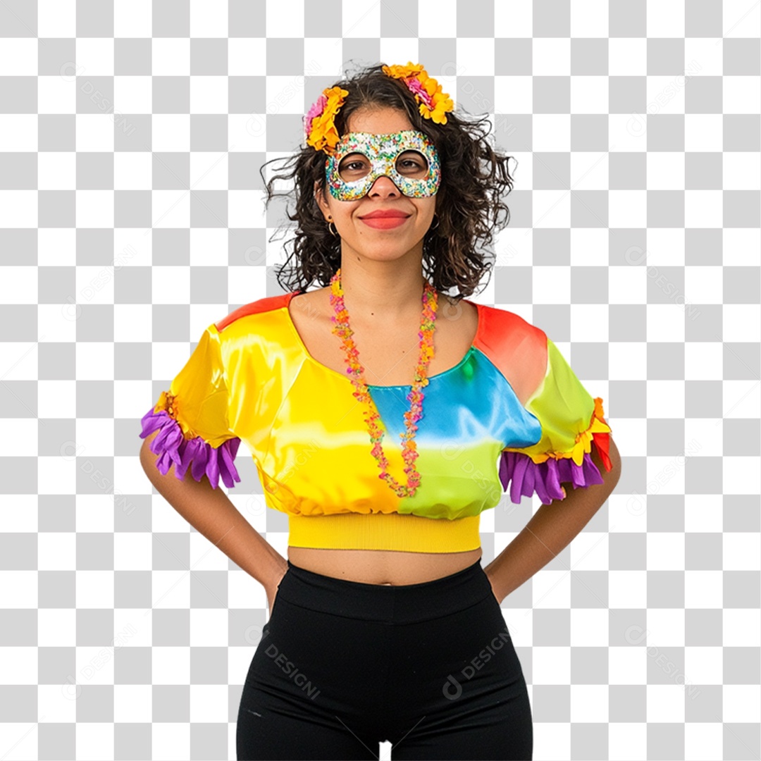 Mulher Fantasia de Carnaval Roupa Colorida PNG Transparente