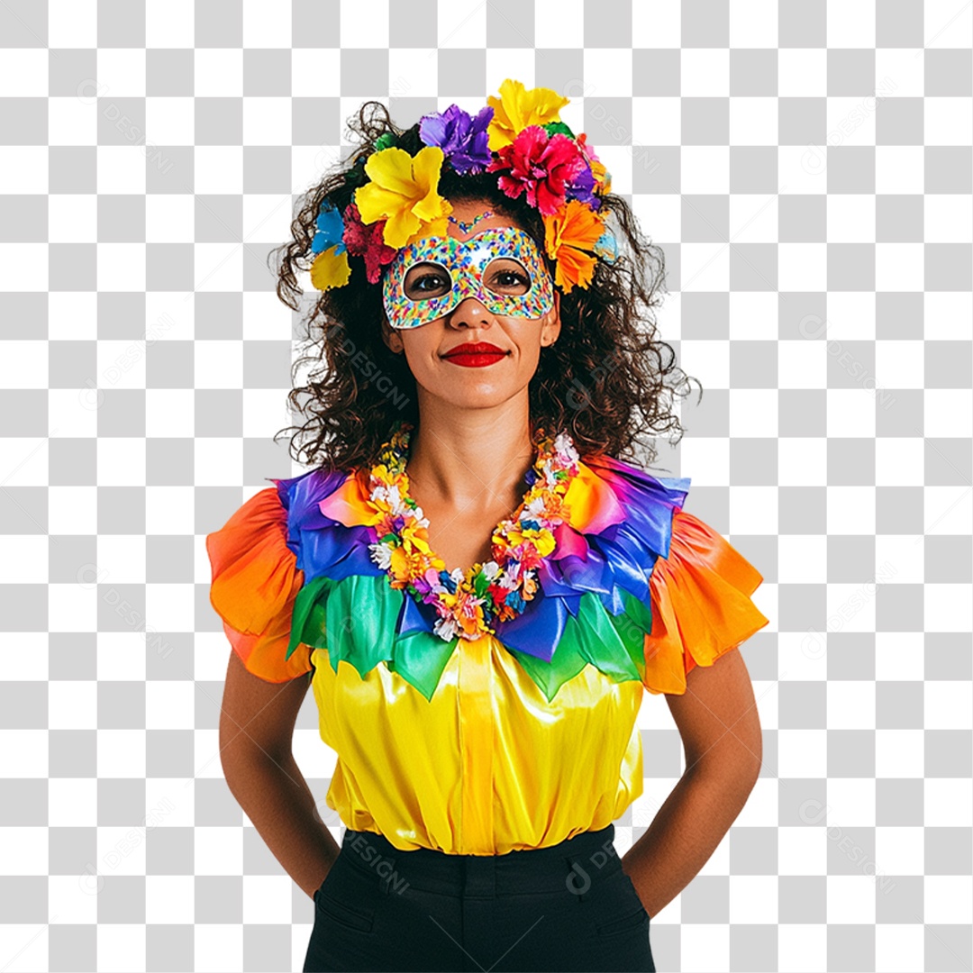 Mulher Fantasia de Carnaval Roupa Colorida PNG Transparente