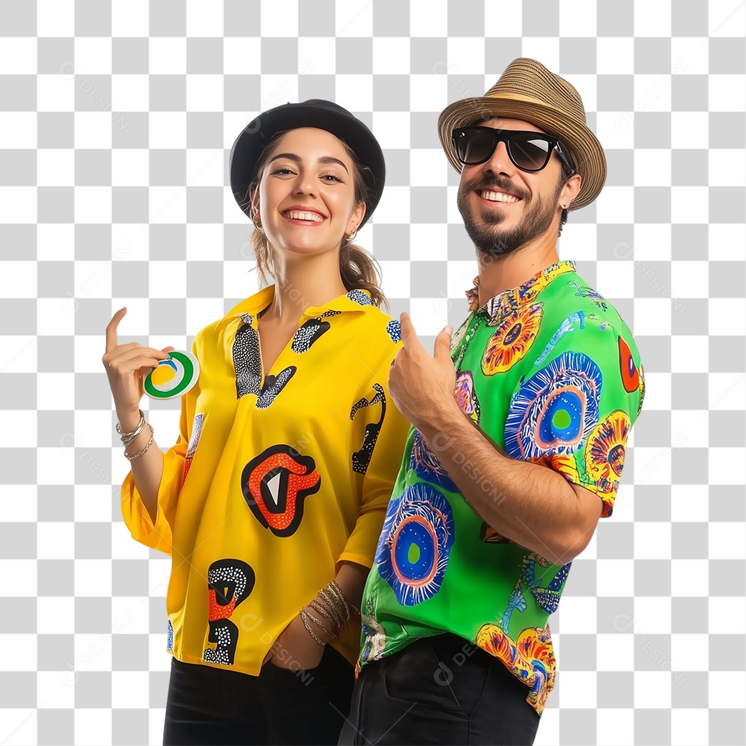 Men and Women Carnival Costume PNG Colorful Clothes Transparent