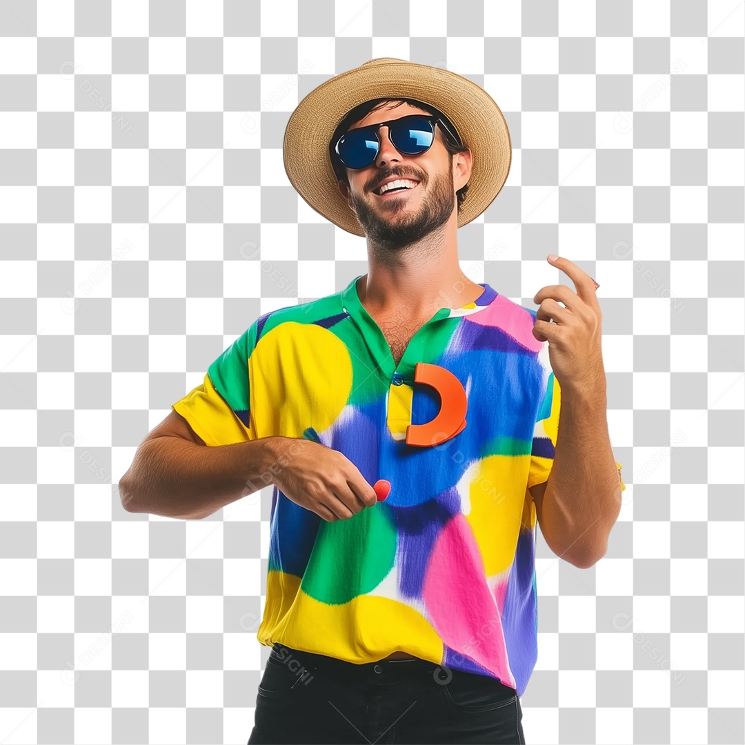 Homem Fantasia de Carnaval Roupa Colorida PNG Transparente