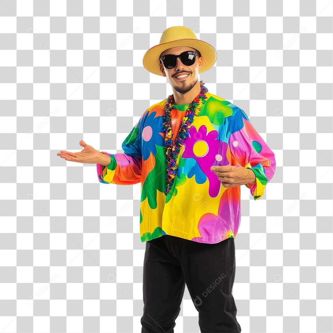 Homem Fantasia de Carnaval Roupa Colorida PNG Transparente