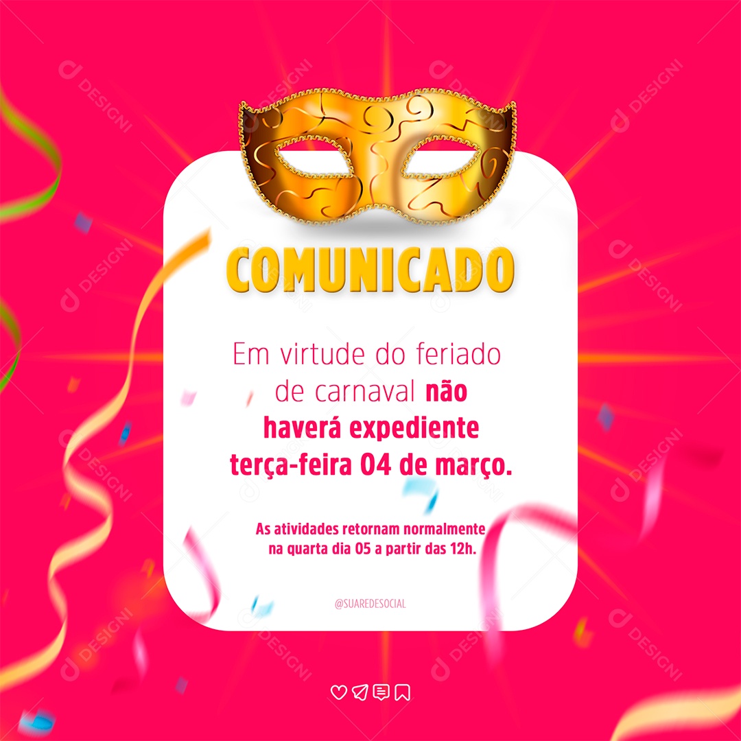 Comunicado Carnaval Para Composição PSD