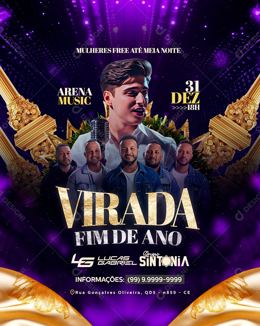 Flyer Virada Fim de Ano Social Media PSD Editável