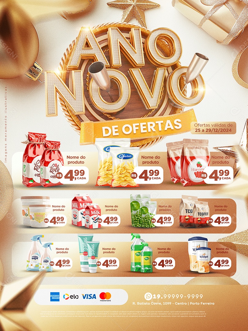 Tabloide Ano Novo De Ofertas Supermercado Produtos Social Media PSD Editável