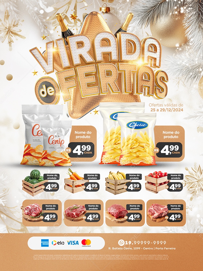 Tabloide Virada de Ofertas Supermercado Social Media PSD Editável