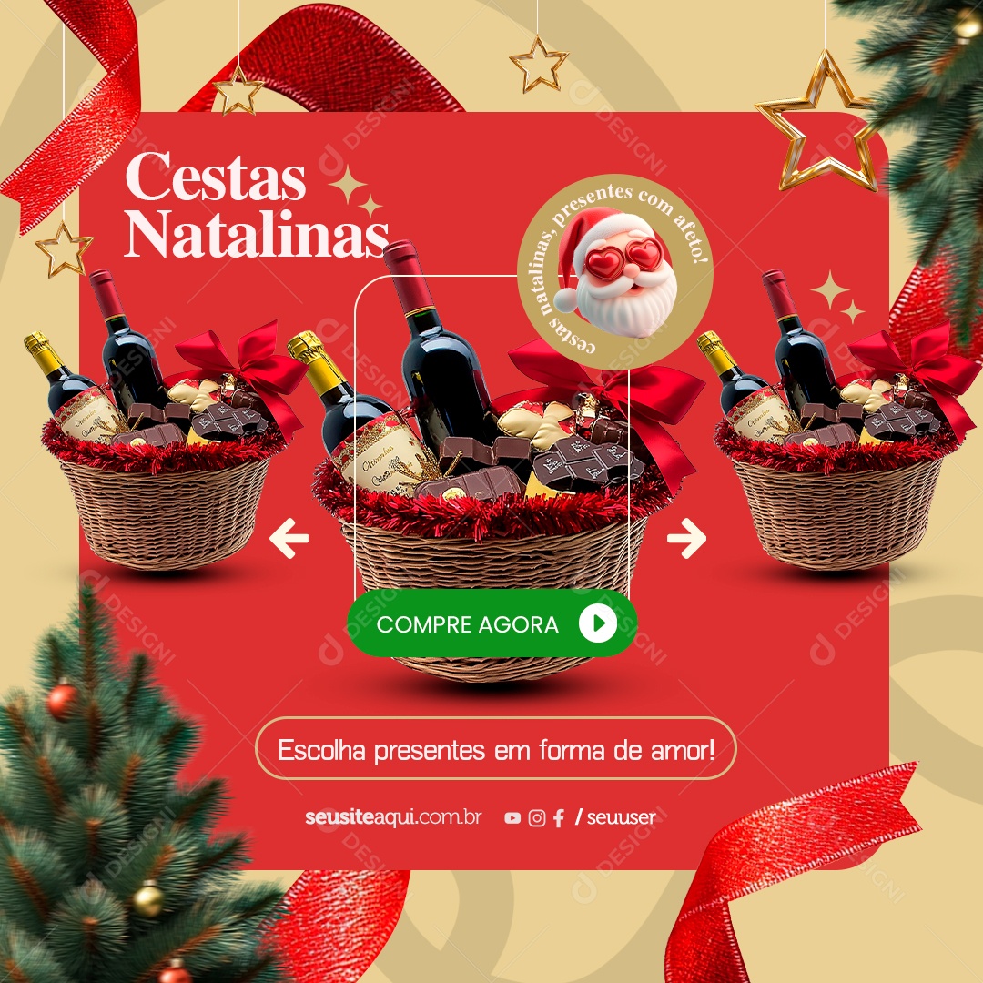Supermercado Cesta Natalina Social Media PSD Editável