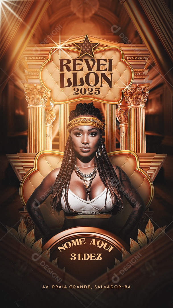 Flyer Réveillon 2025 Social Media PSD Editável