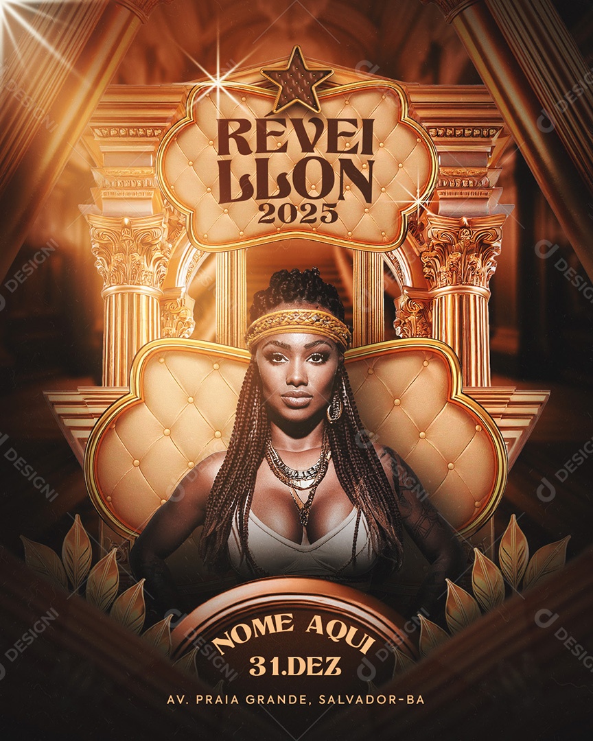 Flyer Réveillon 2025 Social Media PSD Editável