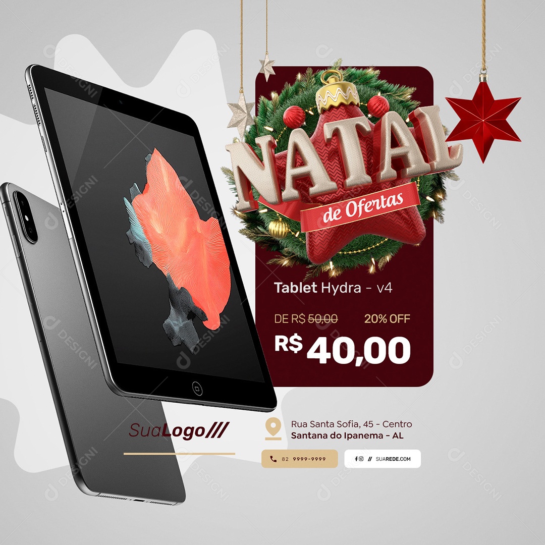 Natal De Ofertas Tablet Hydra Loja de Eletrônicos Social Media PSD Editável